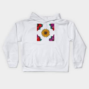 Colorful Flowers Drawing Kids Hoodie